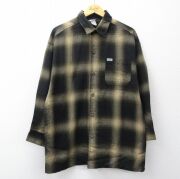 L★古着 長袖 シャツ メンズ 90年代 90s USA製 黒他 オンブレ チェック【spe】 26mar04