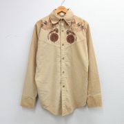 L★古着 モンゴメリーワード 長袖 シャツ メンズ 70年代 70s インディアン コーデュロイ ベージュ【spe】 26mar06