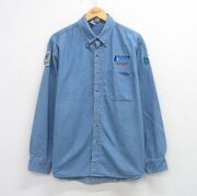 XL★古着 長袖 シャツ メンズ 00年代 00s TUCSON コットン ボタンダウン 紺 デニム【spe】 26mar10
