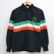 M★古着 バーバリアン 長袖 ラガー シャツ メンズ 90年代 90s クローバー コットン カナダ製 黒他【spe】 26mar10