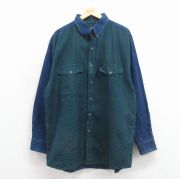XL★古着 長袖 シャツ メンズ 00年代 00s 大きいサイズ ロング丈 ボタンダウン 緑他【spe】 26mar11