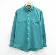 XL★古着 長袖 シャツ メンズ 90年代 90s 鳥 コットン ボタンダウン 緑【spe】 26mar16