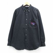 XL★古着 長袖 シャツ メンズ 90年代 90s NFL ニューイングランドペイトリオッツ ロング丈 コットン ボタンダウン 黒 アメフト スーパーボウル【spe】 26mar16