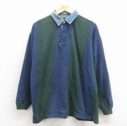 L★古着 長袖 ラガー シャツ メンズ 00年代 00s コットン 紺他【spe】 26mar16