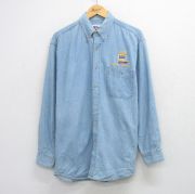 XL★古着 長袖 シャツ メンズ 00年代 00s NAPA レーシング ロング丈 ボタンダウン 紺 デニム【spe】 26mar23