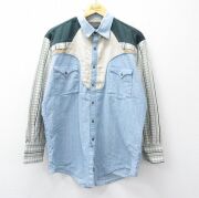 XL★古着 長袖 シャツ メンズ 00年代 00s 薄紺【spe】 26mar25