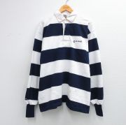 XL★古着 バーバリアン 長袖 ラガー シャツ メンズ 00年代 00s CHASE コットン カナダ製 白他 ボーダー【spe】 26apr01