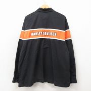 XL★古着 ハーレーダビッドソン 長袖 シャツ メンズ ビッグロゴ 刺繍 大きいサイズ 黒【spe】 26apr04