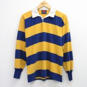 M★古着 カンタベリー 長袖 ラガー シャツ メンズ 90年代 90s 黄他 ボーダー【spe】 26apr23