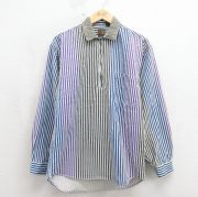 M★古着 長袖 ハーフジップ シャツ メンズ 00年代 00s 襟コーデュロイ マルチカラー コットン パープル【spe】 26may18