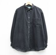 XL★古着 セントジョンズベイ 長袖 シャツ メンズ 90年代 90s 大きいサイズ コットン ボタンダウン ブラック デニム【spe】 26jun10