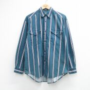 古着通販 L☆古着 バンヒューセン 長袖 シャツ メンズ 80年代 80s 白他