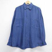 L★古着 ペリーエリス 長袖 シャツ メンズ 90年代 90s シルク ブルー【spe】 26jun25