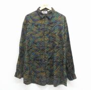 XL★古着 長袖 シャツ メンズ 00年代 00s レーヨン ブラック【spe】 26jun26
