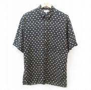 フランス古着)Pierre Cardin スエード風素材 シャツ ブラック