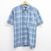 L★古着 パタゴニア patagonia 半袖 シャツ メンズ シアサッカー 薄紺他 ネイビー チェック 【spe】 25jul24 中古 トップス
