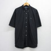 XL★古着 ラルフローレン Ralph Lauren 半袖 ブランド シャツ メンズ 90年代 90s ワンポイントロゴ BLAKE 大きいサイズ ロング丈 コットン ボタンダウン 黒 ブラック 【spe】 25aug09 中古 トップス