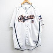 XL★古着 半袖 ベースボール シャツ メンズ MLB デトロイトタイガース ラグラン 大きいサイズ ロング丈 白 ホワイト メジャーリーグ 野球 【spe】 25aug13 中古 トップス
