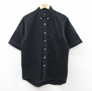 XL★古着 ギャップ GAP 半袖 シャツ メンズ 90年代 90s シアサッカー コットン ボタンダウン 黒 ブラック 【spe】 25aug21 中古 トップス