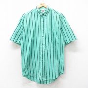 L★古着 ギャップ GAP 半袖 シャツ メンズ 90年代 90s コットン ボタンダウン 緑系他 グリーン ストライプ 【spe】 25sep02 中古 トップス