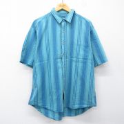 XL★古着 アメリカンイーグル 半袖 シャツ メンズ 90年代 90s 薄紺他 ストライプ【spe】 26mar28