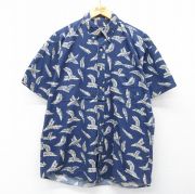 L★古着 ラルフローレン チャップス 半袖 ブランド シャツ メンズ 90年代 90s 葉 コットン ボタンダウン 紺【spe】 26mar28