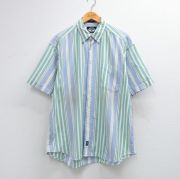 XL★古着 ドッカーズ 半袖 シャツ メンズ 90年代 90s 大きいサイズ コットン ボタンダウン 緑他 ストライプ【spe】 26mar31