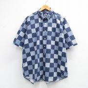 XL★古着 ドッカーズ 半袖 シャツ メンズ 90年代 90s 大きいサイズ コットン ボタンダウン 紺他【spe】 26mar31