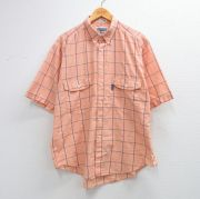 XL★古着 リーバイス Levis 半袖 シャツ メンズ 90年代 90s ボタンダウン オレンジ他 チェック【spe】 26apr03