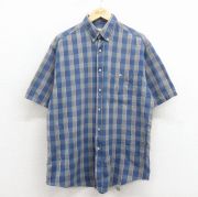 XL★古着 エディーバウアー 半袖 シャツ メンズ 00年代 00s コットン ボタンダウン 薄紺他 チェック【spe】 26apr11
