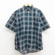 XL★古着 GANT 半袖 シャツ メンズ 00年代 00s ヨット コットン ボタンダウン 緑他 チェック【spe】 26apr15
