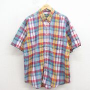 XL★古着 ウールリッチ 半袖 シャツ メンズ 00年代 00s 大きいサイズ ロング丈 コットン ボタンダウン 紺他【spe】 26apr15