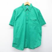 XL★古着 ランズエンド 半袖 シャツ メンズ 80年代 80s ボタンダウン USA製 緑【spe】 26apr16