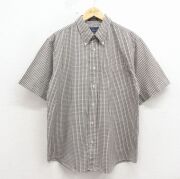 XL★古着 ベーシックエディションズ 半袖 シャツ メンズ 90年代 90s ボタンダウン ベージュ他 チェック【spe】 26apr17