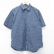 L★古着 ギャップ GAP 半袖 シャツ メンズ 00年代 00s コットン 濃紺他 チェック【spe】 26apr22