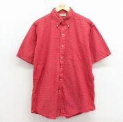 L★古着 エルエルビーン 半袖 シャツ メンズ 80年代 80s コットン ボタンダウン USA製 赤他 チェック【spe】 26apr25