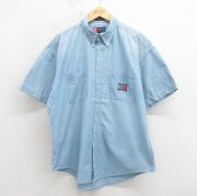 XL★古着 ラルフローレン チャップス 半袖 ブランド シャツ メンズ 90年代 90s ワンポイントロゴ 大きいサイズ コットン ボタンダウン 薄紺【spe】 26apr27
