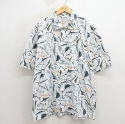 L★古着 コロンビア 半袖 シャツ メンズ 00年代 00s 魚 コットン 白【spe】 26apr27