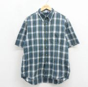 L★古着 ギャップ GAP 半袖 シャツ メンズ 00年代 00s コットン ボタンダウン 緑他 チェック【spe】 26may11