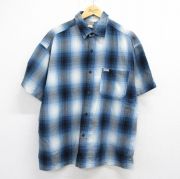 L★古着 CALTOP 半袖 シャツ メンズ USA製 ネイビー他 オンブレ チェック【spe】 26may13