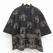 XL★古着 半袖 シャツ メンズ シマウマ デッド 大きいサイズ コットン ブラック【spe】 26may18