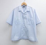 XL★古着 半袖 シャツ メンズ 90年代 90s 開襟 オープンカラー USA製 ライトブルー ストライプ【spe】 26may20