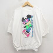 XL★古着 半袖 トップス メンズ 80年代 80s ディズニー ミッキー 大きいサイズ クルーネック USA製 ホワイト【spe】 26may19