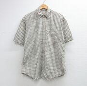 XL★古着 セントジョンズベイ 半袖 シャツ メンズ 00年代 00s シアサッカー コットン ベージュ チェック【spe】 26may25