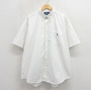 XL★古着 ラルフローレン 半袖 ブランド シャツ メンズ 90年代 90s ワンポイントロゴ BLAKE 大きいサイズ ロング丈 コットン ボタンダウン ホワイト【spe】 26may26