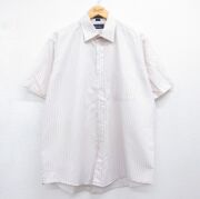 古着通販 XL☆古着 半袖 シャツ メンズ 90年代 90s ロング丈 薄ピンク