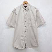 XL★古着 エディーバウアー 半袖 シャツ メンズ 90年代 90s ロング丈 コットン ボタンダウン ベージュ【spe】 26jun11
