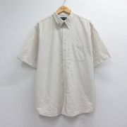 XL★古着 ランズエンド 半袖 シャツ メンズ 00年代 00s シアサッカー 大きいサイズ コットン ボタンダウン ベージュ チェック【spe】 26jun16