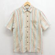 00s 半袖シャツ ストライプ ライトブルー メンズL相当 | 古着