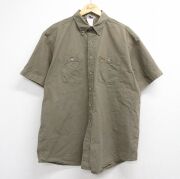 XL★古着 カーハート 半袖 シャツ メンズ 90年代 90s 大きいサイズ ロング丈 コットン ボタンダウン USA製 ブラウン【spe】 26jun19